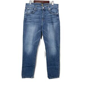 7 For All Mankind Josefina Boyfriend Broken Twill Vanity SZ 27 Faded Denim Mid
